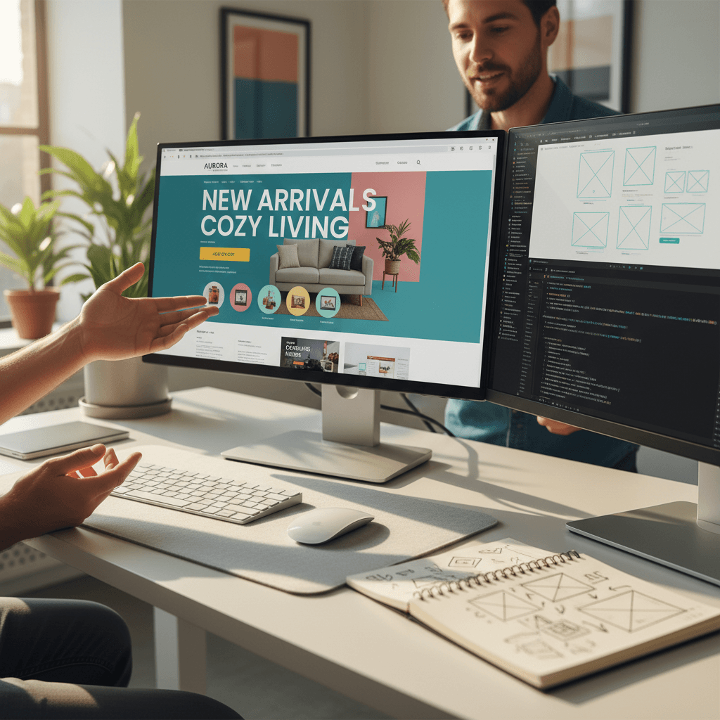 Web designer working on custom website layout