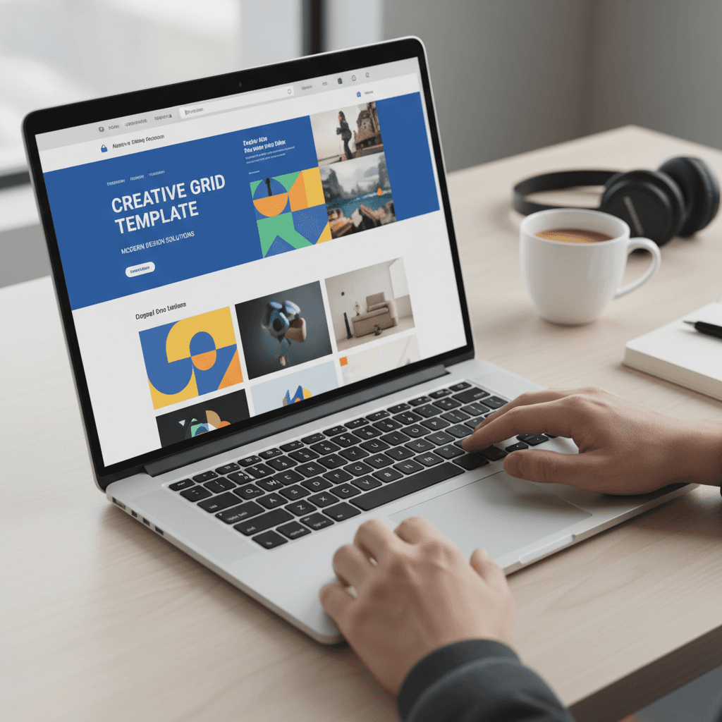 Web designer customizing a website layout on laptop